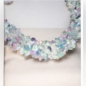 Beautiful Rainbow Fluorite Chips Necklace. 16 inches long.
